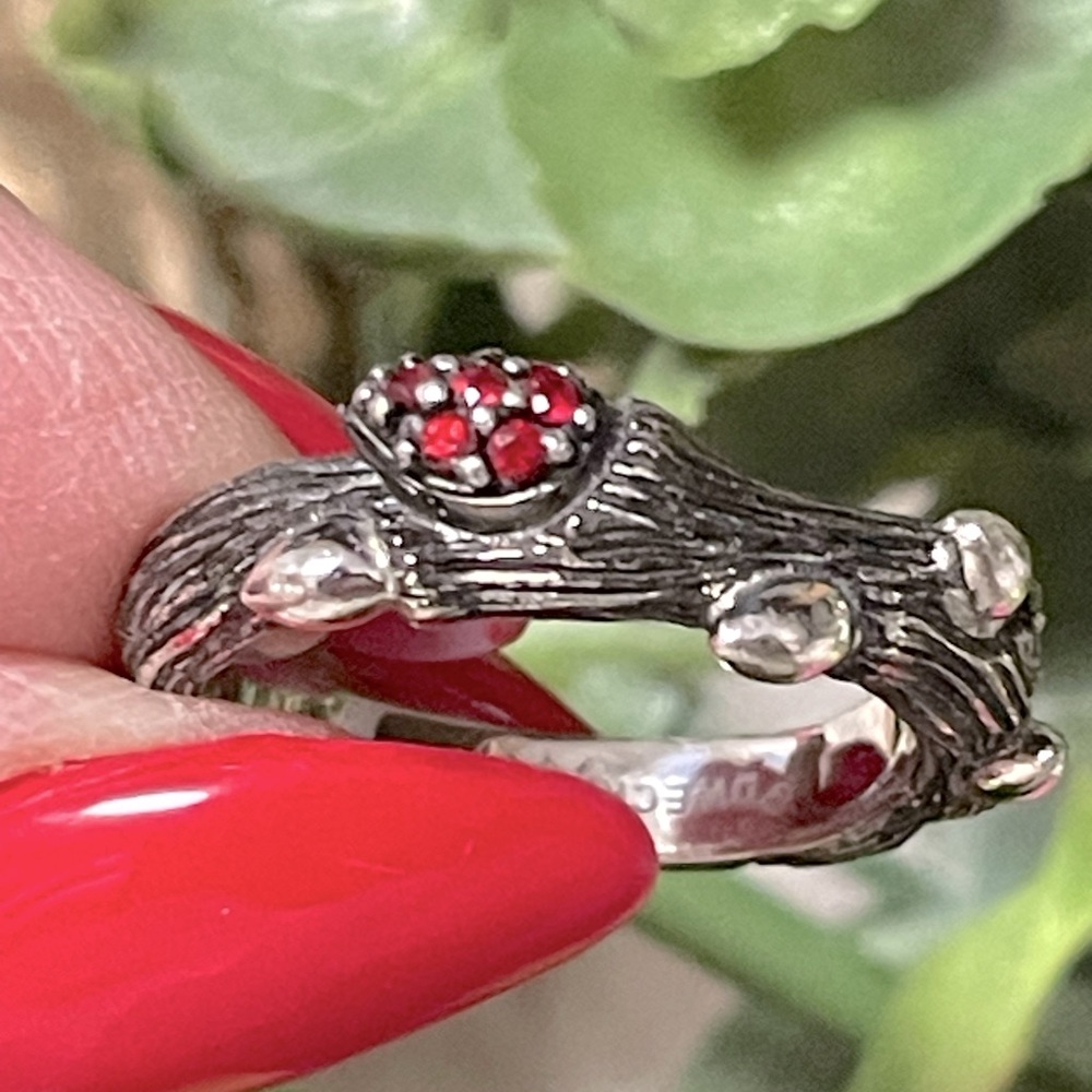 Stephen Dweck Diamonds Ring with Ruby Gemstones. Size 8